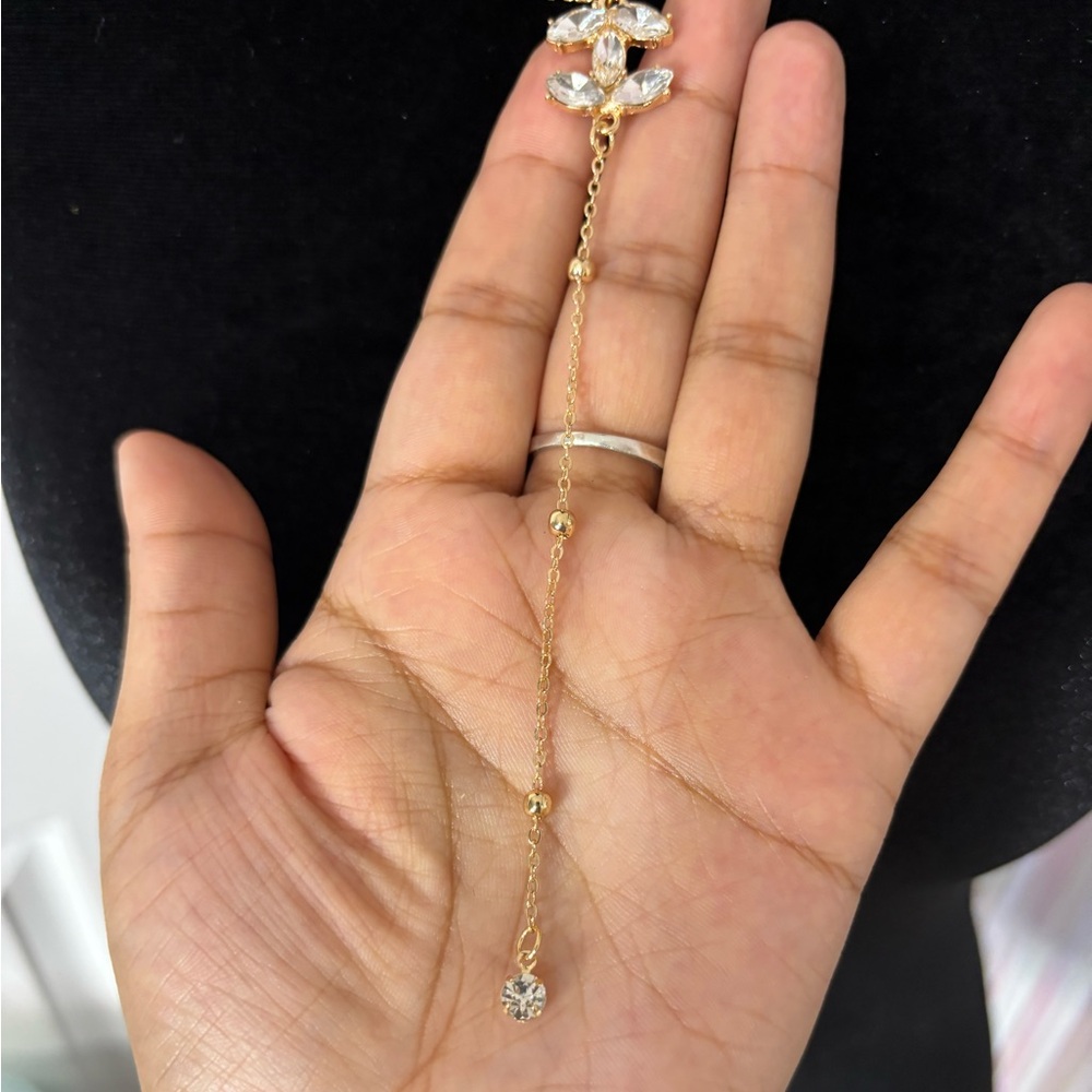 Gold Layered Pendant Necklace Set- Rhinestone Detail Women Jewelry Adjustable - Picture 4 of 8